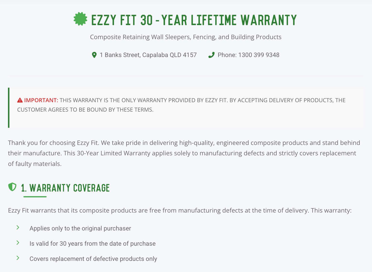 Warranty Certificate