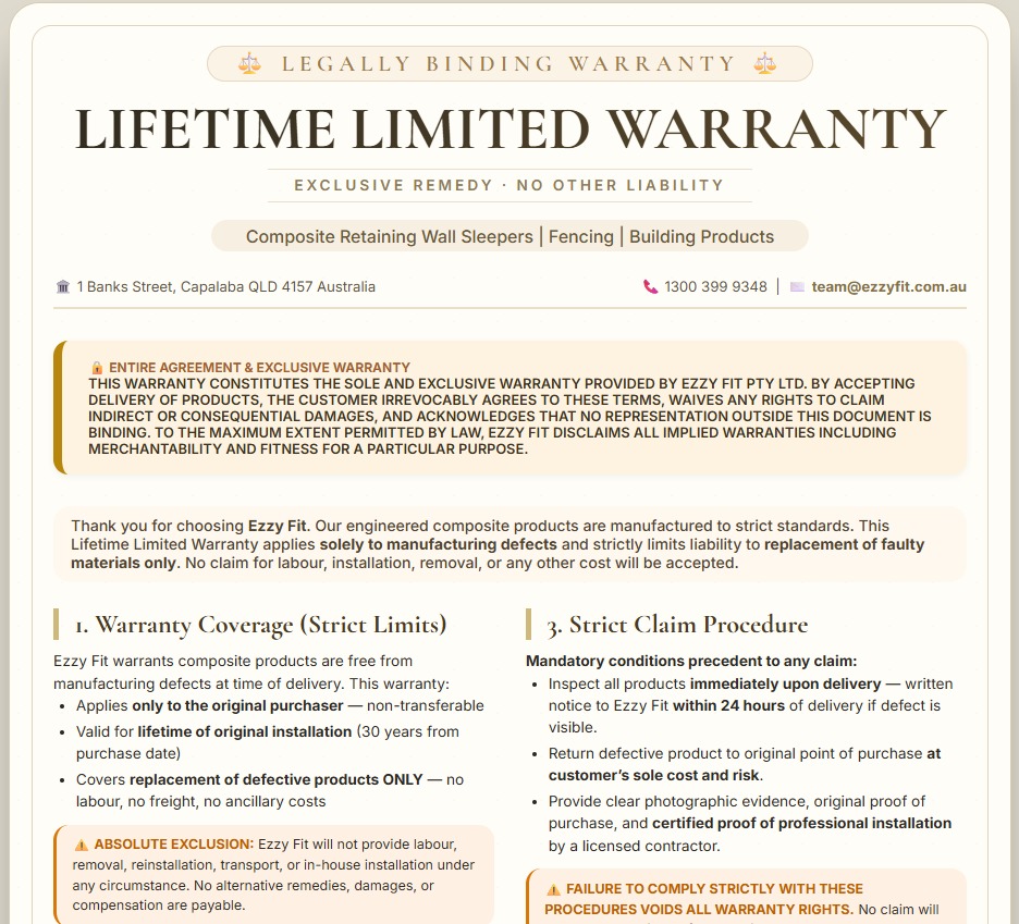 Warranty Certificate
