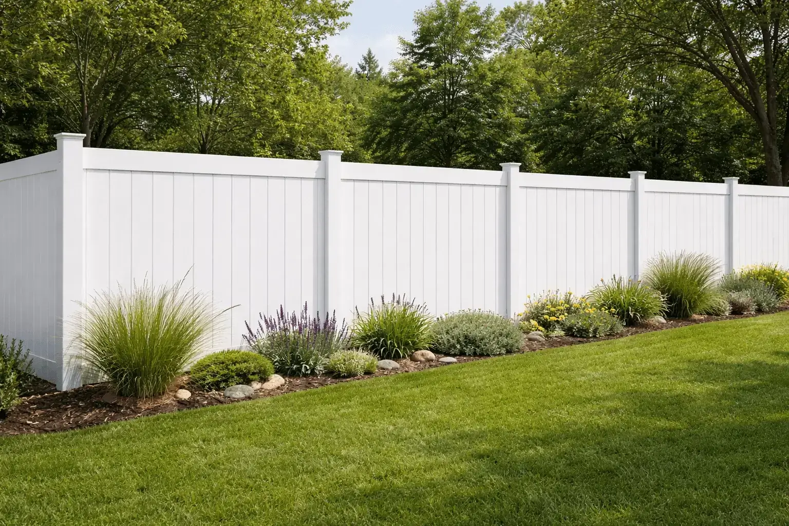 Ezzy Fit composite retaining wall installed in a landscaped property